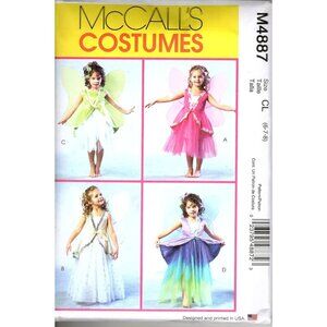 Mccalls M4887 Girls 6 to 8 Fairy Dress Halloween Costume Uncut Sewing Pattern